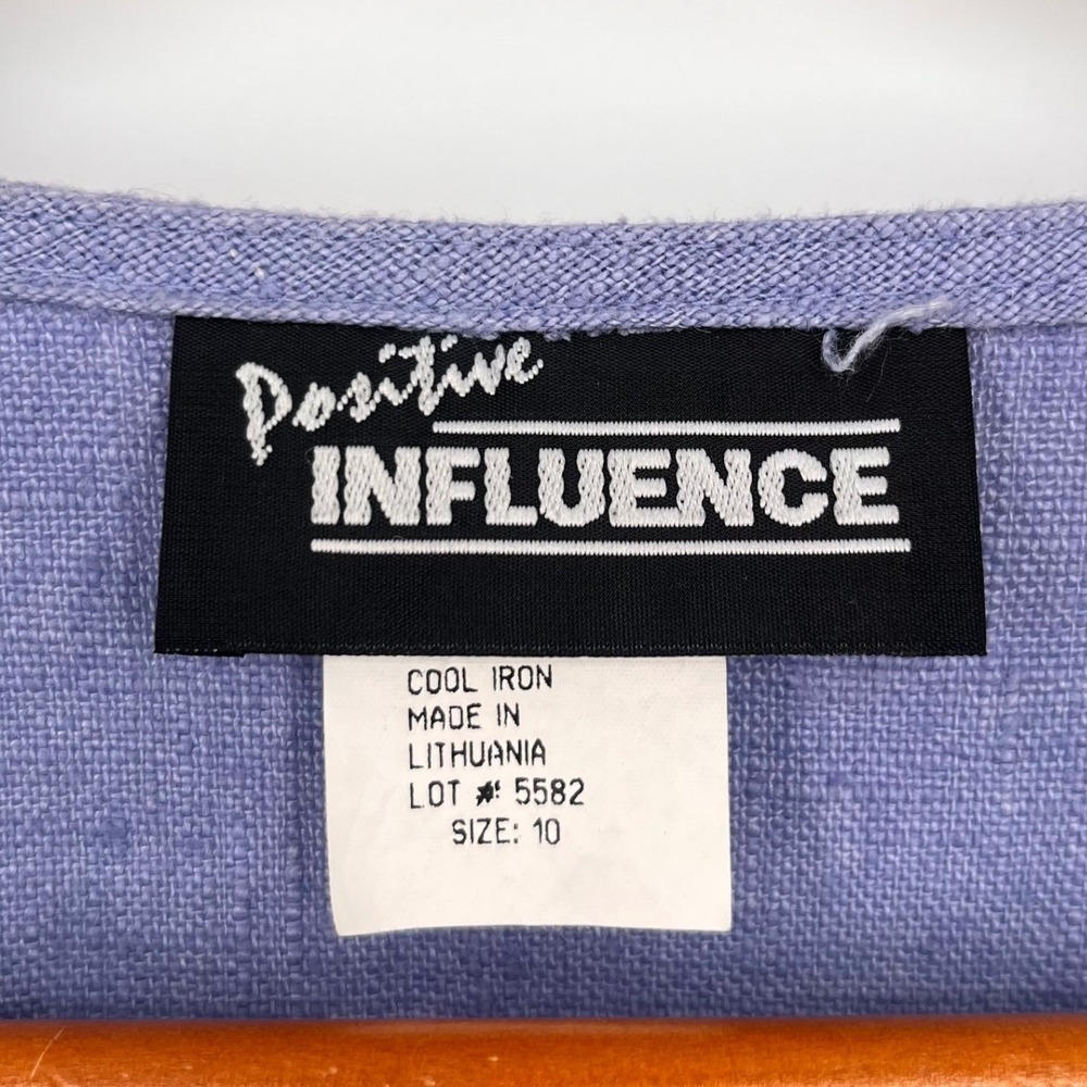 Vintage Positive Influence Top Pants Set Size 10P Purple Linen Boho Retro Motifs - Picture 5 of 16